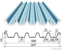 Профнастил, профлист C44 0,55 мм, оцинкованный