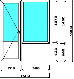 Балконный блок пластиковый Proplex Litex 1600х2000 мм., однокамерный стеклопакет с И-стеклом