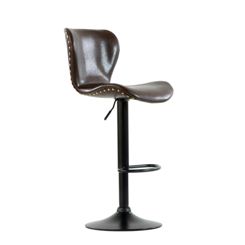 Барный стул Barneo N-87 Dark коричневая блестящая кожа (Коричневый)