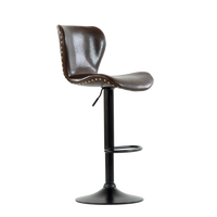 Барный стул Barneo N-87 Dark коричневая блестящая кожа (Коричневый)