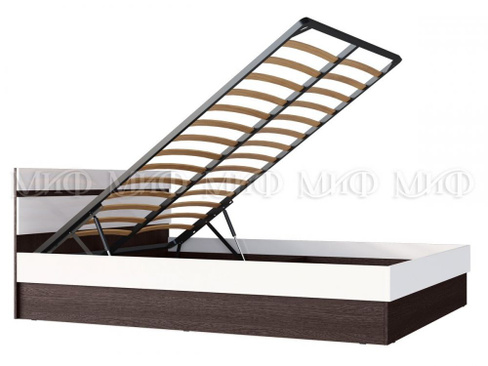 Кровати с подъемным механизмом Ким 1,4(1,6)м (ПВХ белый глянец/венге)