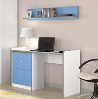 Письменный стол с тумбой Дельта-Сильвер Голубой Формула мебели