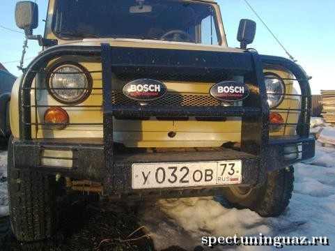Фото - Силовой передний бампер на УАЗ 469, Хантер "Корсар" (увеличенный)