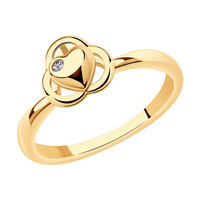 Кольцо золотое с фианитом SOKOLOV, р-р 16, 018734
