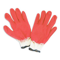 Перчатки рабочие защитные трикотажные с латексным покрытием белые/красные (универсальный размер, 10 пар в упаковке)