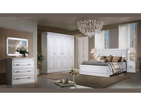 Спальня Анастасия с 4 дверным шкафом Белый матовый СКФМ