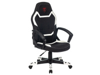 Игровое кресло ZOMBIE 10 Черный, ткань / Белый, экокожа