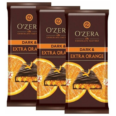 Батончик KDV OZera Dark & Extra Orange из горького шоколада с кусочками апельсина, 15 шт по 40 г