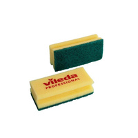 Губка для мытья посуды Vileda Professional Средняя жесткость 150х70х45 мм 10 штук в упаковке желтые/зеленый абразив (арт