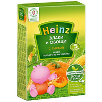 Каша Heinz безмолочная Злаки и овощи пшенично-кукурузная с тыквой, с 5 месяцев