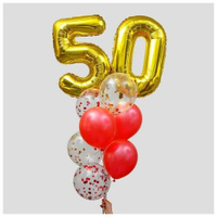 Фонтан из шаров "50 лет", с конфетти, латекс, фольга, 10 шт./В упаковке шт: 1 Страна Карнавалия