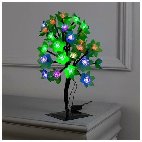 Светодиодный куст «Цветы» 30 см, 32 LED, мигание, 220 В, свечение мульти (RG/RB) Luazon Lighting