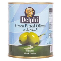 DELPHI Оливки зеленые без косточек в рассоле Colossal 121-140, 820 г