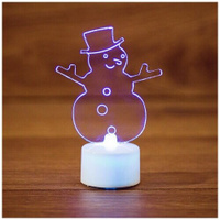 Фигура светодиодная "Снеговик в шляпе" 10см 1LED RGB 1.5Вт 4.5В IP20 на подставке элементы питания 3хAG13(LR44) NEON-NIG