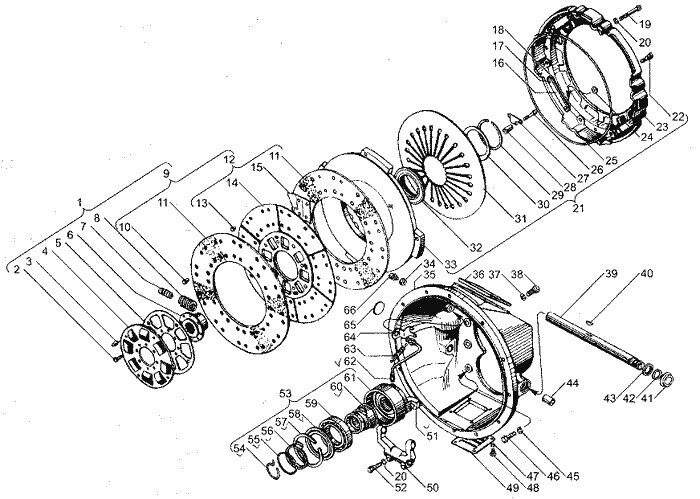 Схема сборки сцепления ямз 238 двухдисковое порядок сборки