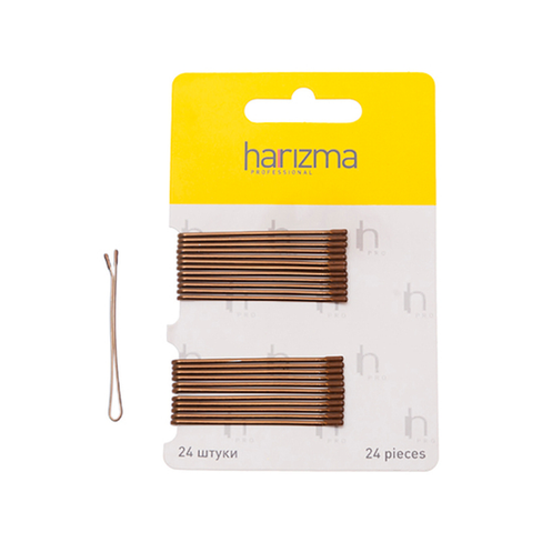 Невидимки 50 мм прямые коричневые (h10535-04, 24 шт) Harizma (Германия)