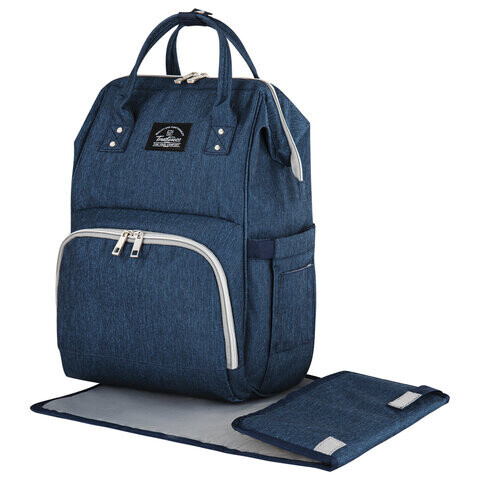 Рюкзак для мамы BRAUBERG MOMMY с ковриком крепления на коляску термокарманы синий 40x26x17 см 270820