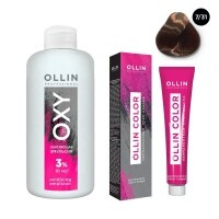 Ollin Professional Ollin Color - Набор (Перманентная крем-краска для волос, оттенок 7/31 русый золотисто-пепельный, 100