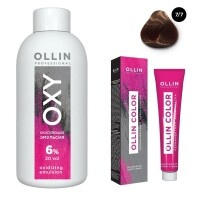 Ollin Professional Ollin Color - Набор (Перманентная крем-краска для волос, оттенок 7/7 русый коричнево-махагоновый, 100