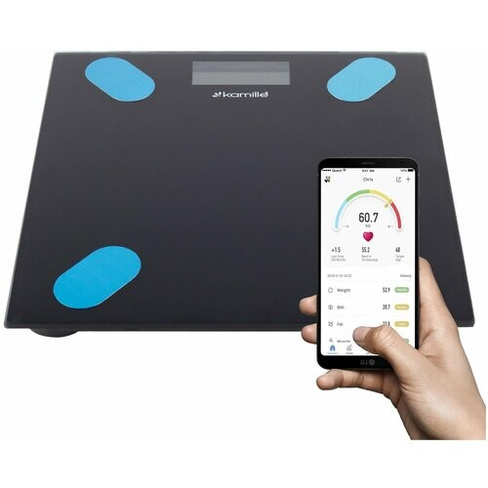 Весы smart напольные электронные Kamille KM-7111, умные весы, для похудения, с памятью, с расчетом жировой ткани