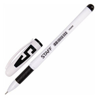 Ручка гелевая с грипом STAFF "Manager", черная, корпус белый, игольчатый узел 0,5 мм, линия письма 0,35 мм, 142393 5 шт