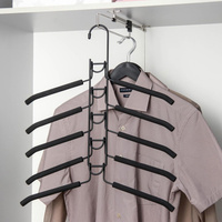 Плечики - вешалки для одежды многоуровневая доляна со съемными вешалками, 38×40 см, антискользящее покрытие, цвет черный