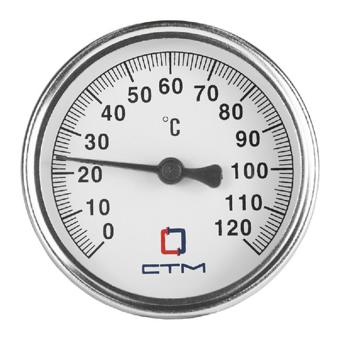 Термометр биметаллический с погружной гильзой диаметр корпуса 63 1/2'' СТМ 0...120°С