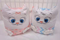 Бортики-подушки в кроватку Дружные котята розовый/голубой 80360 LuBaby