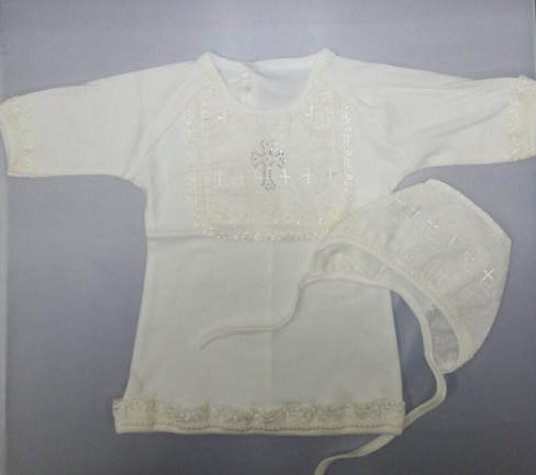 Набор для крещения рубашка и чепчик р.56, 62 см арт.225 (56 см) Аистенок