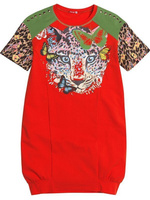 Платье для девочек "Кто сказал мяу?" 6-9 лет, цвет красный арт.GDT492 (9 лет) Pelican