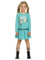 Платье для девочек "Трудно быть кэжуал, когда ты лакшери!" 1-5 лет, цвет лед арт.GFDJ3137 (1 год) Pelican