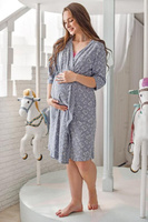 Сорочка и халат для беременных Скоро мама серый 1737-К (52) Оптима трикотаж