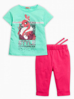 Комплект для девочек "Выпендрежка стиль" 1-5 лет, цвет ментол арт.GFATB3110 (5 лет) Pelican