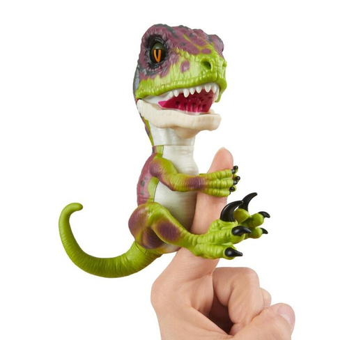 Интерактивный Динозавр Fingerlings WowWee – Стелс зеленый с фиолетовым, 12 см