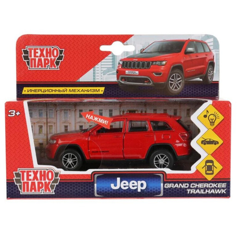 Инерционная металлическая модель - Jeep Grand Cherokee, красный, 12 см, открываются двери Технопарк