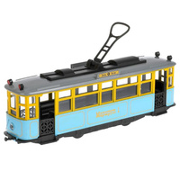 Инерционная металлическая модель - Трамвай Ретро 17 см, синий, со светом и звуком Технопарк