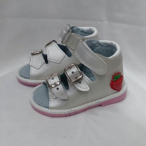 Туфли детские цвет белый профилактические р. с 11 по 16.5, подъем на липучках (13) Богородская обувь