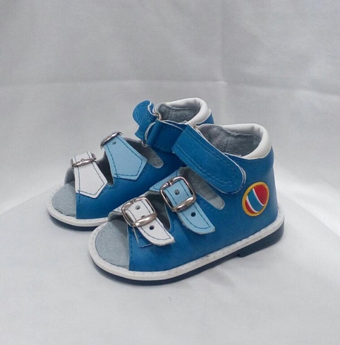 Туфли детские цвет синий профилактические р. с 11 по 16.5, подъем на липучках (13,5) Богородская обувь