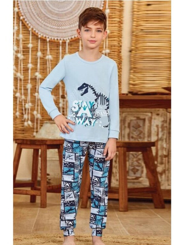 Пижама для мальчиков BAYKAR 6-13 лет голубой арт.N9600105 (12 лет)