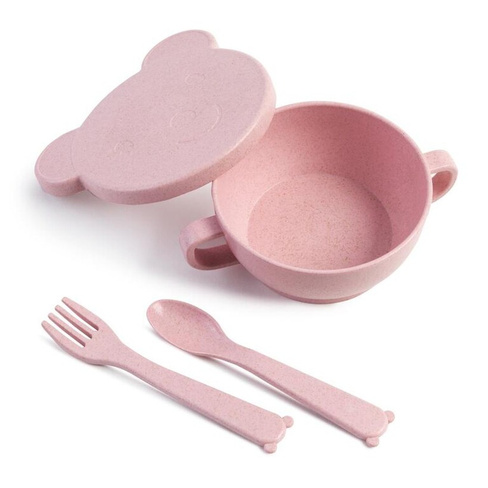 Набор детской эко-посуды Little Angel BEAR 3 предмета розовый арт.LA2933