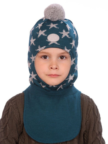 Шапка-шлем Звездопад р.48-54 сине-морской/серый арт.20202-08 (48-50) Niko