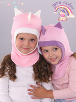 Шапка-шлем Единорожка с х/б подкладом розовый/белый размер 50-52 52-54 арт.F-108-41 (52-54) Полярик