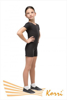 Комбинезон гимнастический шортами с коротким рукавом х/б черный (46) Korri