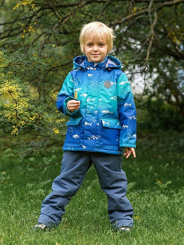 Комплект для мальчика Акулы р.86-110 см изумрудный/синий арт.М-671/2 (104 см) STELLA'S KIDS