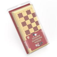 Игра настольная "Шашки, шахматы, нарды" бежевый Десятое королевство