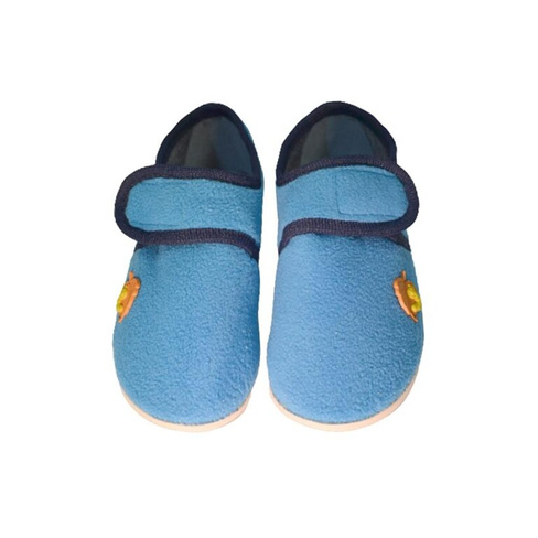 Тапочки ортопедические на липучке, голубой с листочком р.11-17,5 мод.25 (15) Богородская обувь