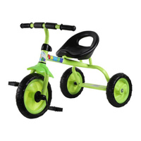 Велосипед трехколесный Чижик зеленый жесткое сиденье, пластиковые цветные колеса