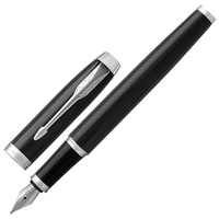 Ручка перьевая PARKER IM Core Black Lacquer CT корпус черный глянцевый лак хромированные детали синяя 1931644