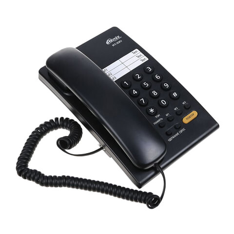 Телефон RITMIX RT-330 black быстрый набор 3 номеров мелодия удержания черный 15118350