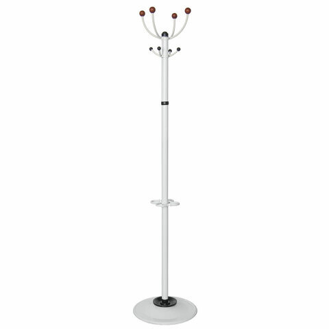 Вешалка-стойка Квартет-З 179 м основание 40 см 4 крючка + место для зонтов металл белая